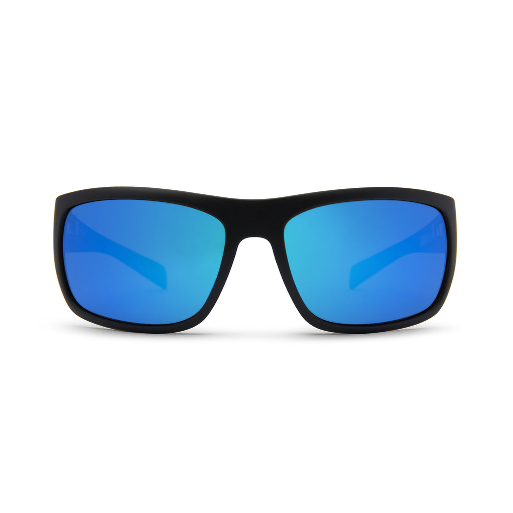 Pelagic Lighthouse Polarized Sunglasses Black Blue Dorado (Blue Mirror Glass)