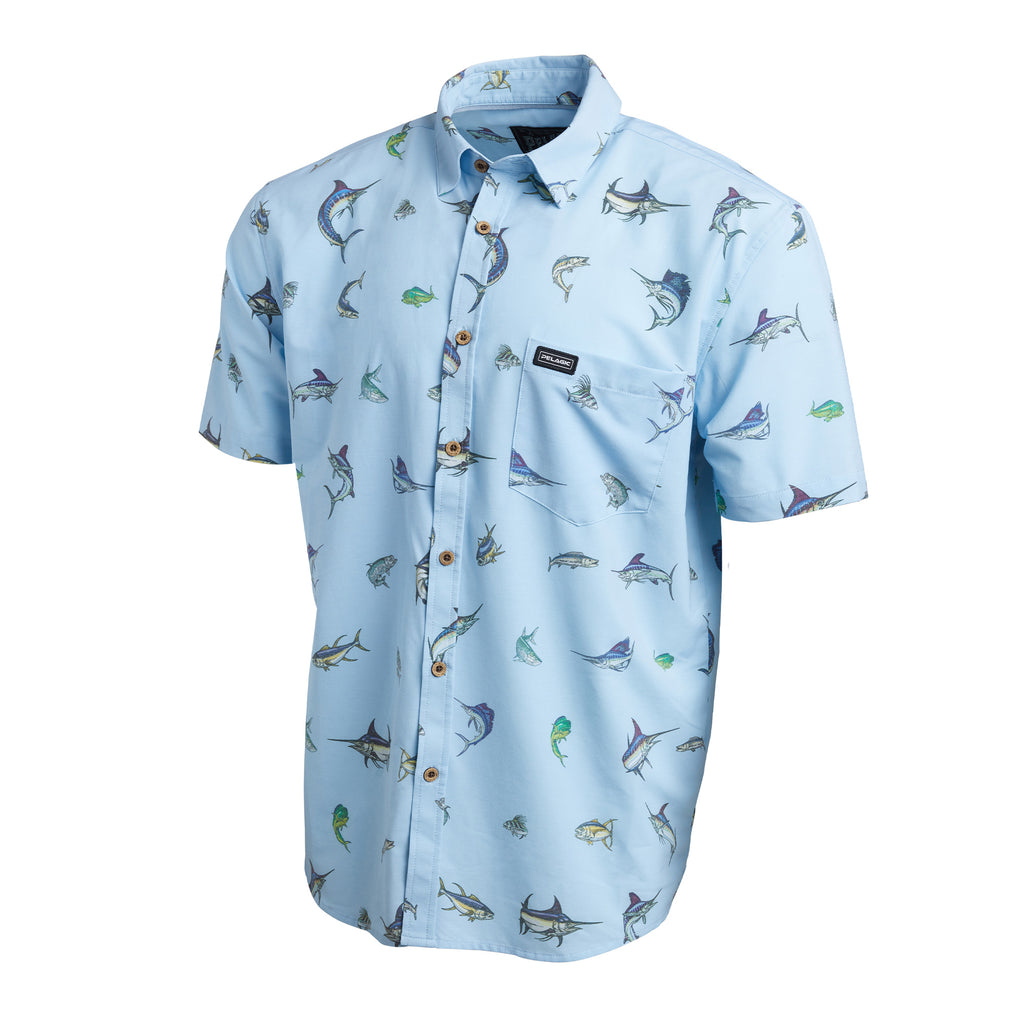 Blue Sea Dolphins Men's Shirt Long Sleeve Button Down Casual