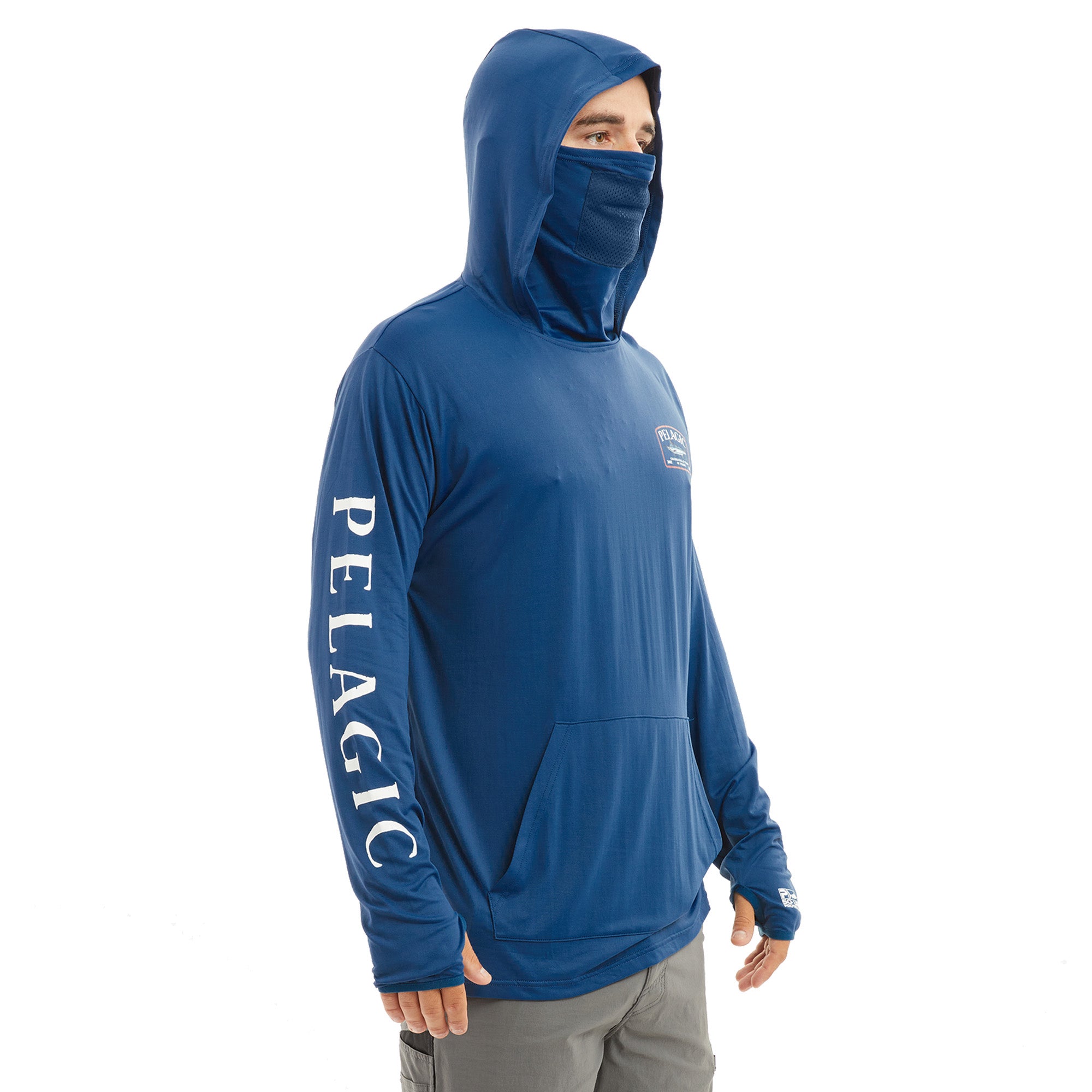 Pelagic Defcon Long-Sleeve Fishing Hoodie for Men - Smoke Blue - XL