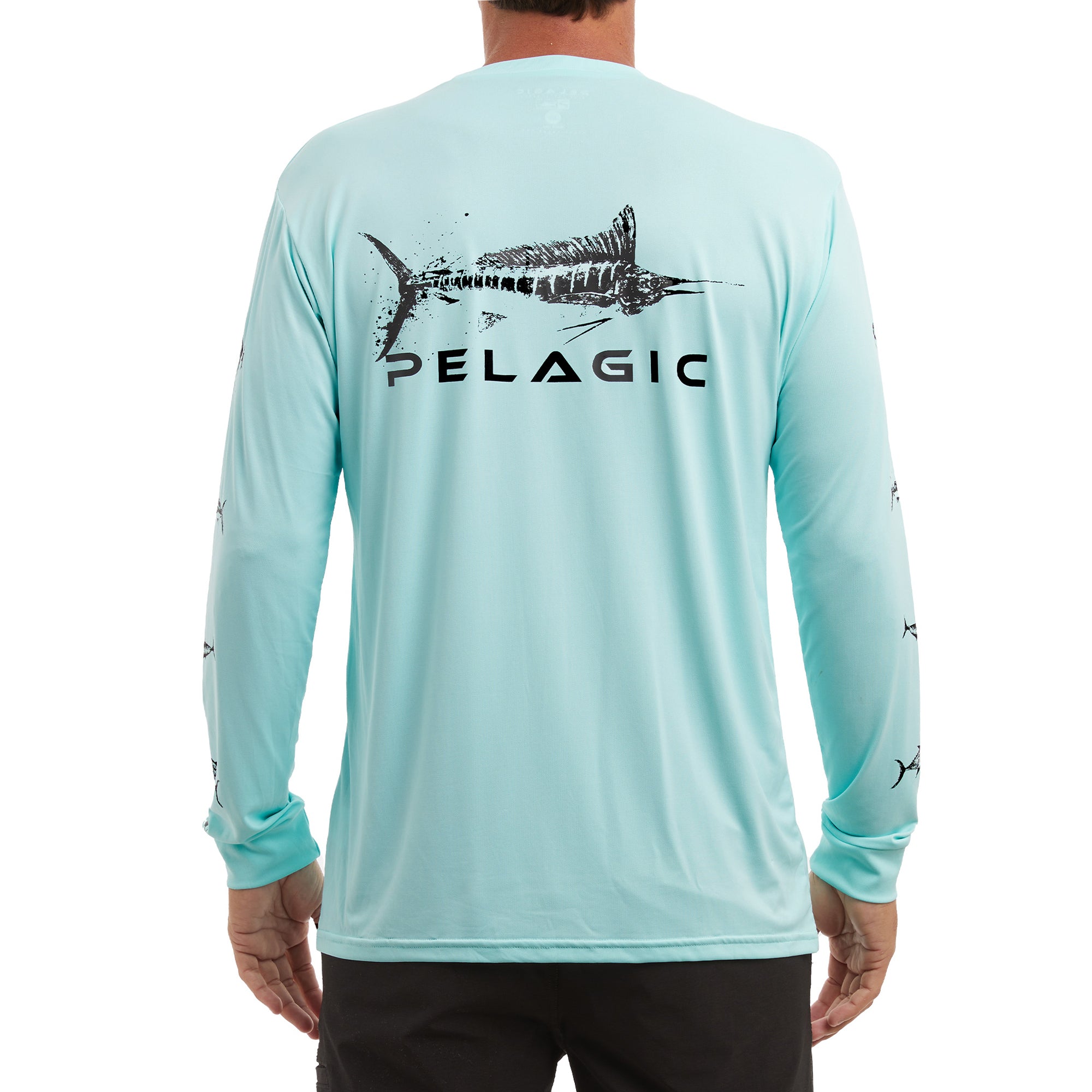 Pelagic Men's Long Sleeve Black Fishing Shirt Size 2XL Sun Shirt 100% Nylon