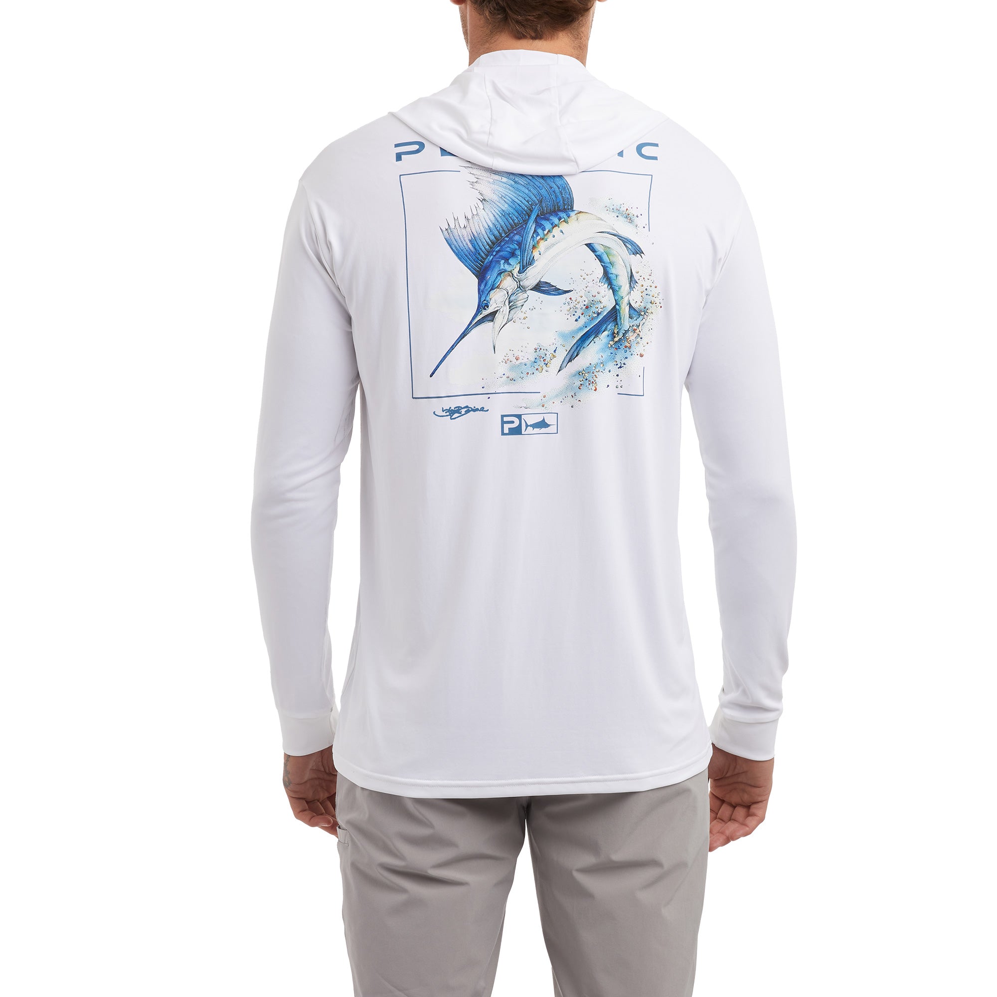 Team Baitball Fishing Shirt Men's Long Sleeve T-Shirt Light Blue Sword Fish