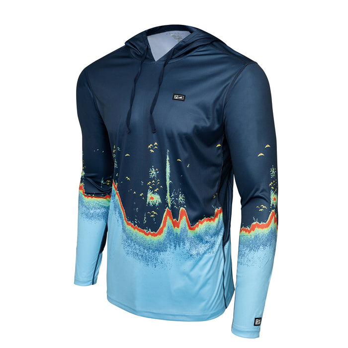 Sweat à Capuche PELAGIC Blue Exo Tech Fishing – Homme L, Ventilé, Protection UV