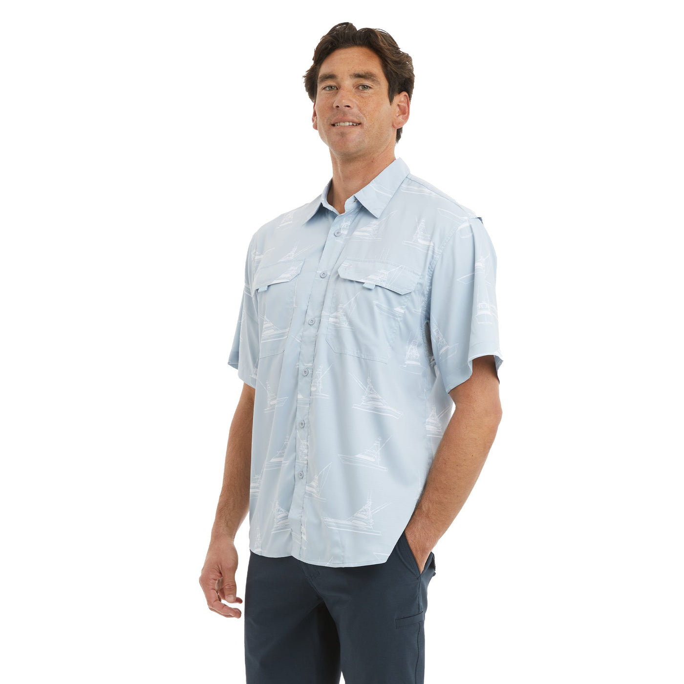 Chemise De Pêche Pelagic Homme – 2XL, Gris Camouflage, Manches Longues, Performance
