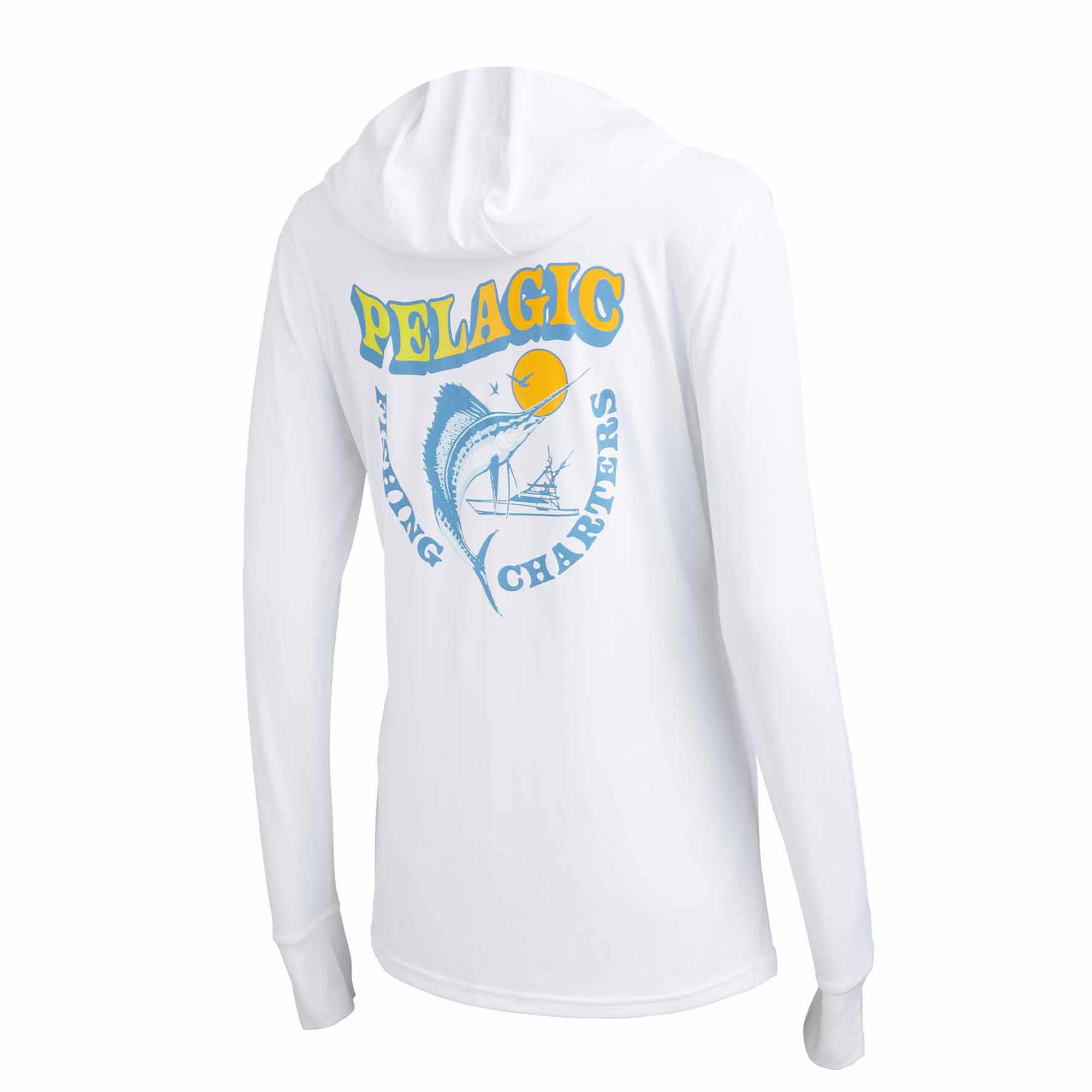 Pelagic Aquatek Hooded Wahoo FL Shirt, smokey blue, Fly Fishing