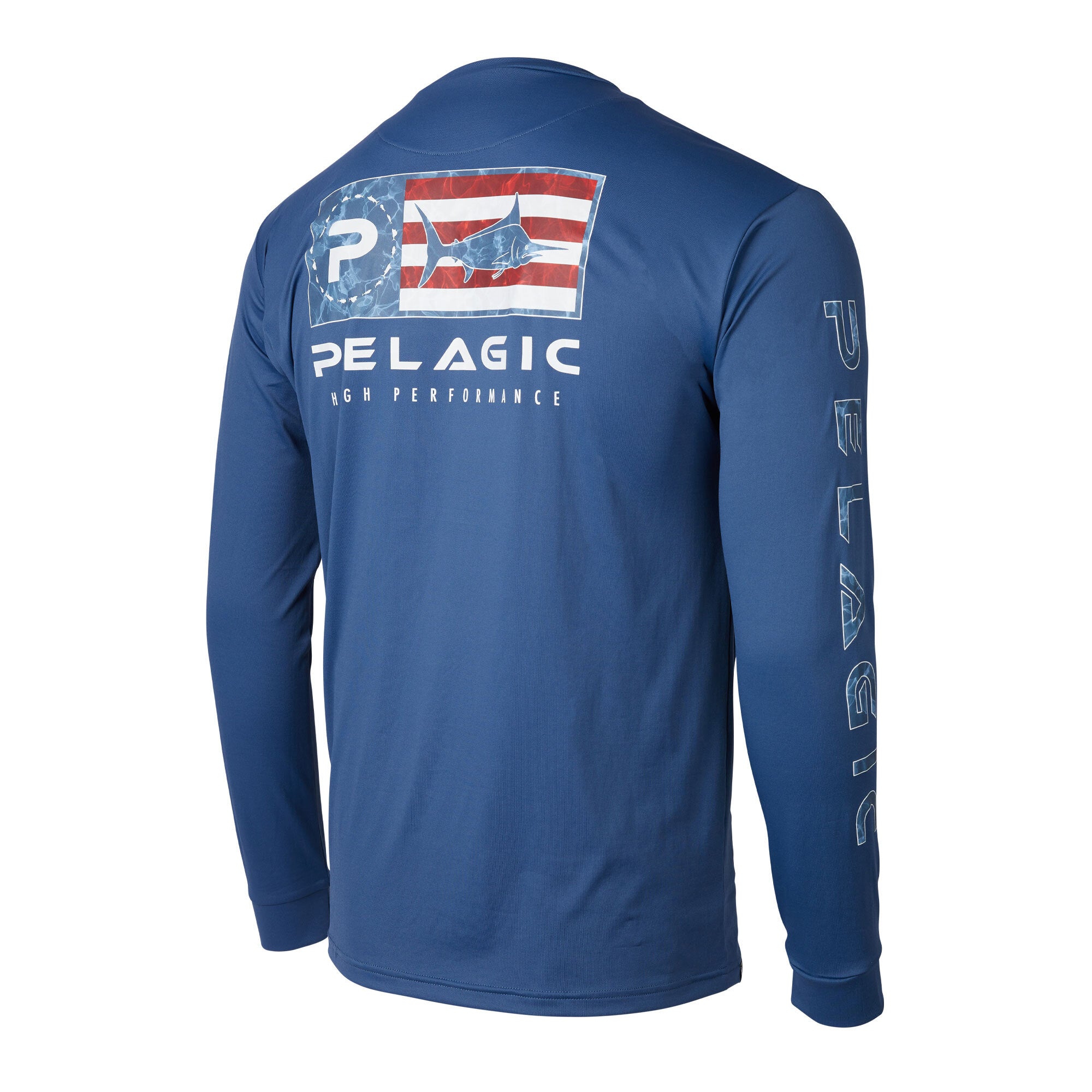 Pelagic Sun Shirt LS - Aquatek Icon Americamo - Smokey Blue Medium
