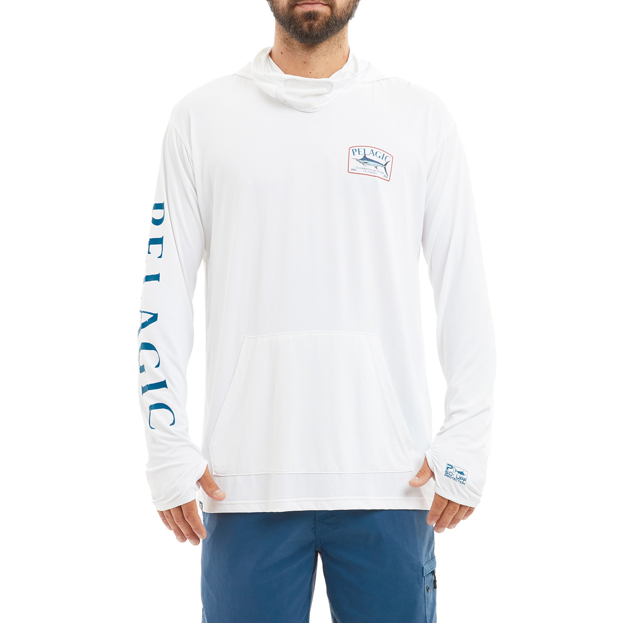 Pelagic Aquatek Goione Sailfish Hooded Fishing Shirt White / Medium