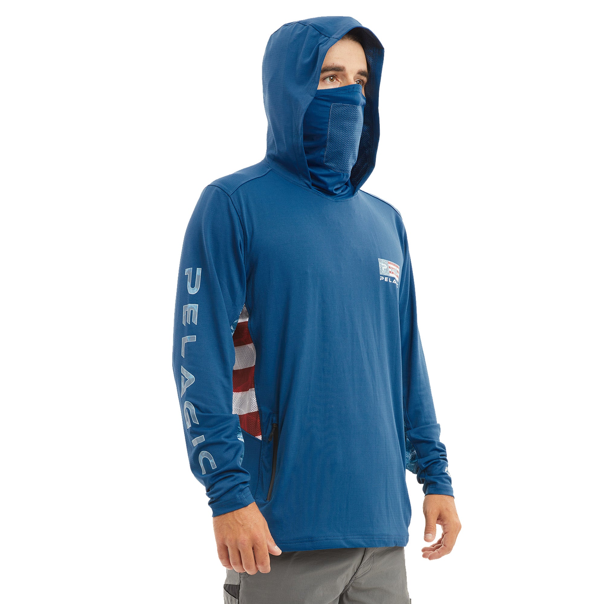 Pelagic Exo-Tech Icon Hooded Fishing Shirt Smokey Blue / S
