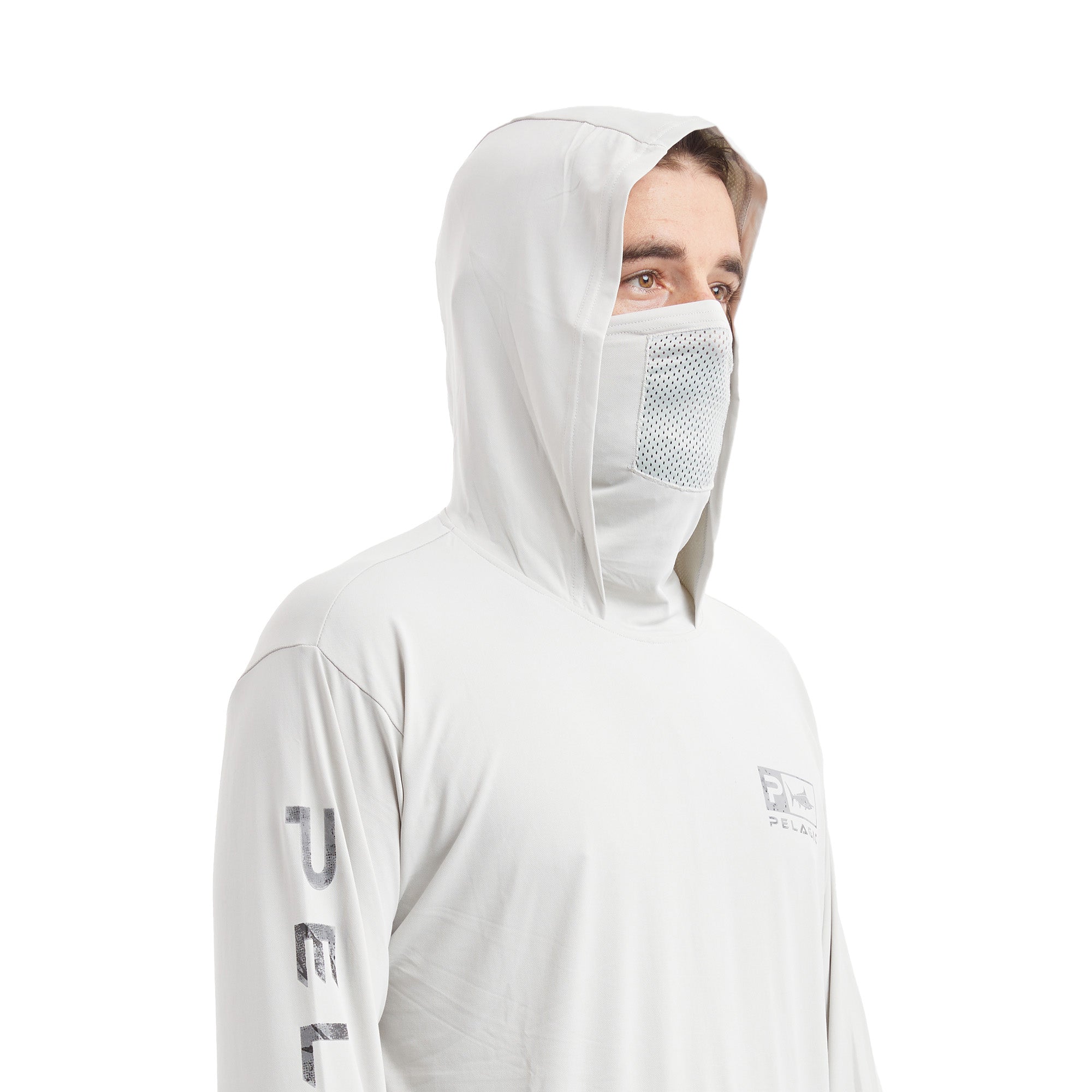 Pelagic Defcon Icon Hooded Fishing Shirt Light Grey / M