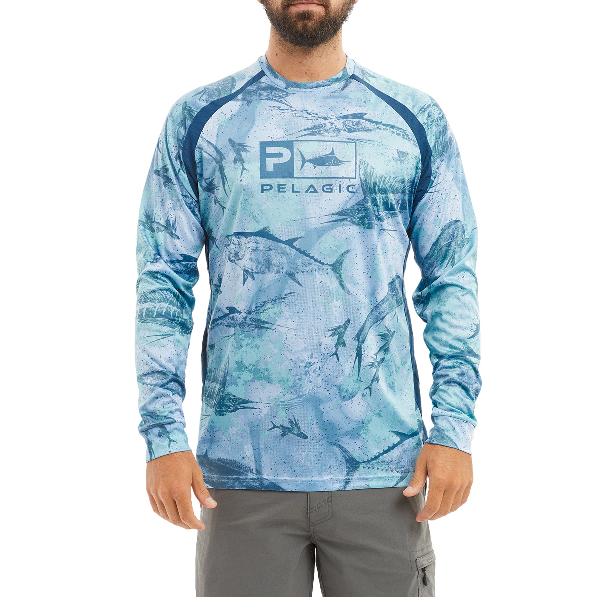 V Neck Ladies Long Sleeve Fishing Shirt - Blue/Light Blue – Big Bite Fishing  Shirts