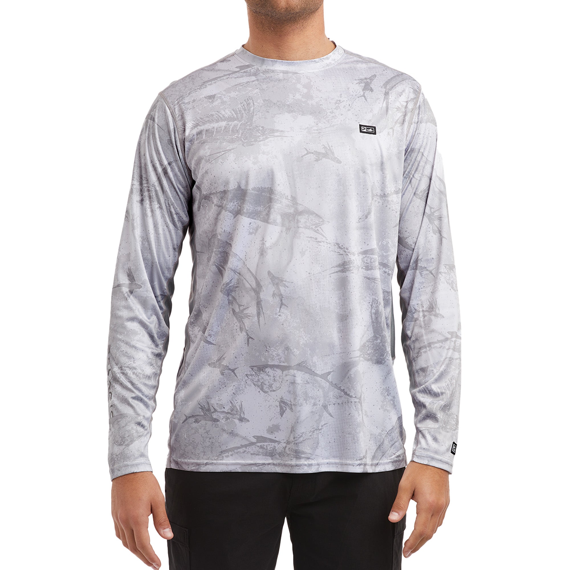 Men's Large Gray Long Sleeve Fishing Shirt