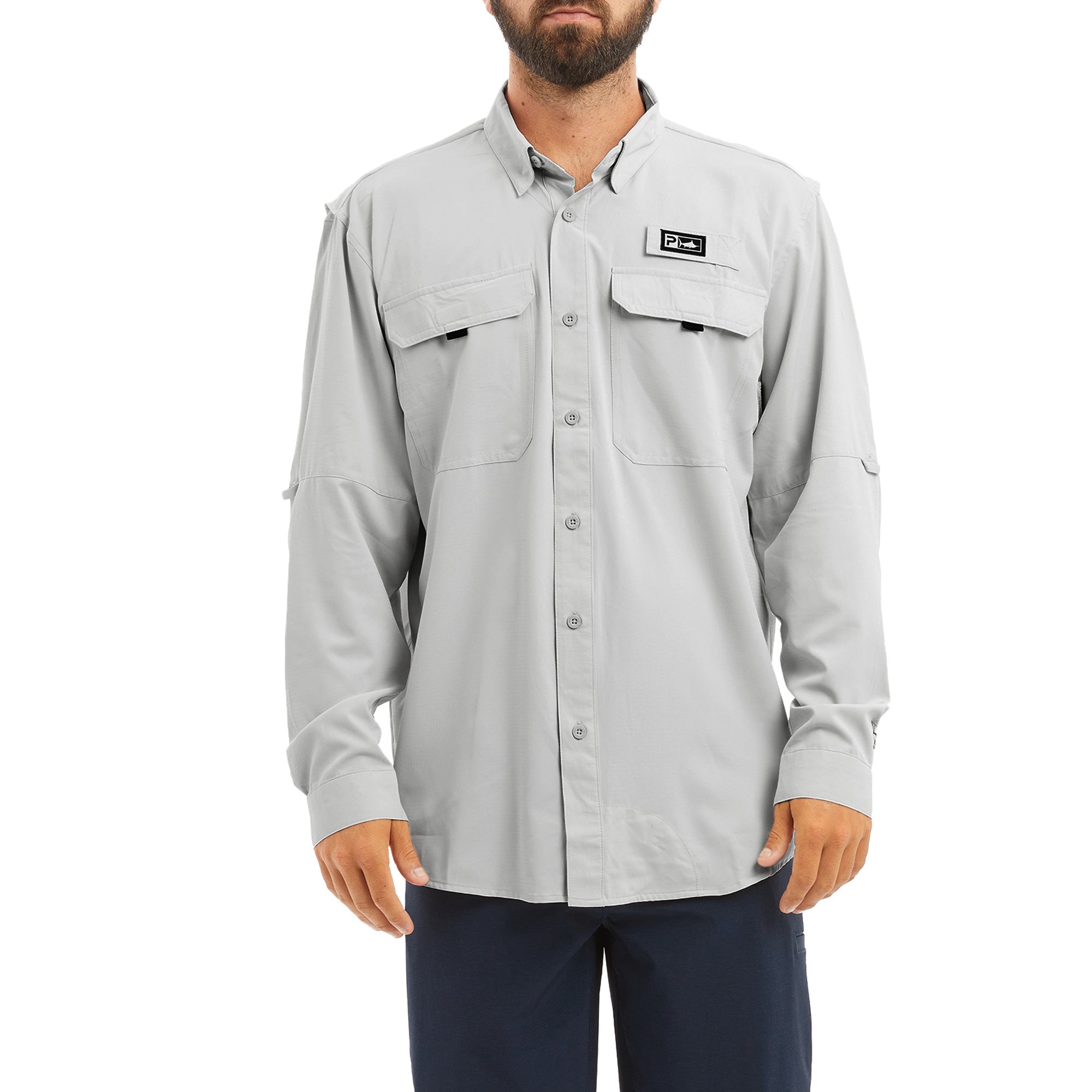 Pelagic Keys LS Fishing Shirt Light Grey / Large