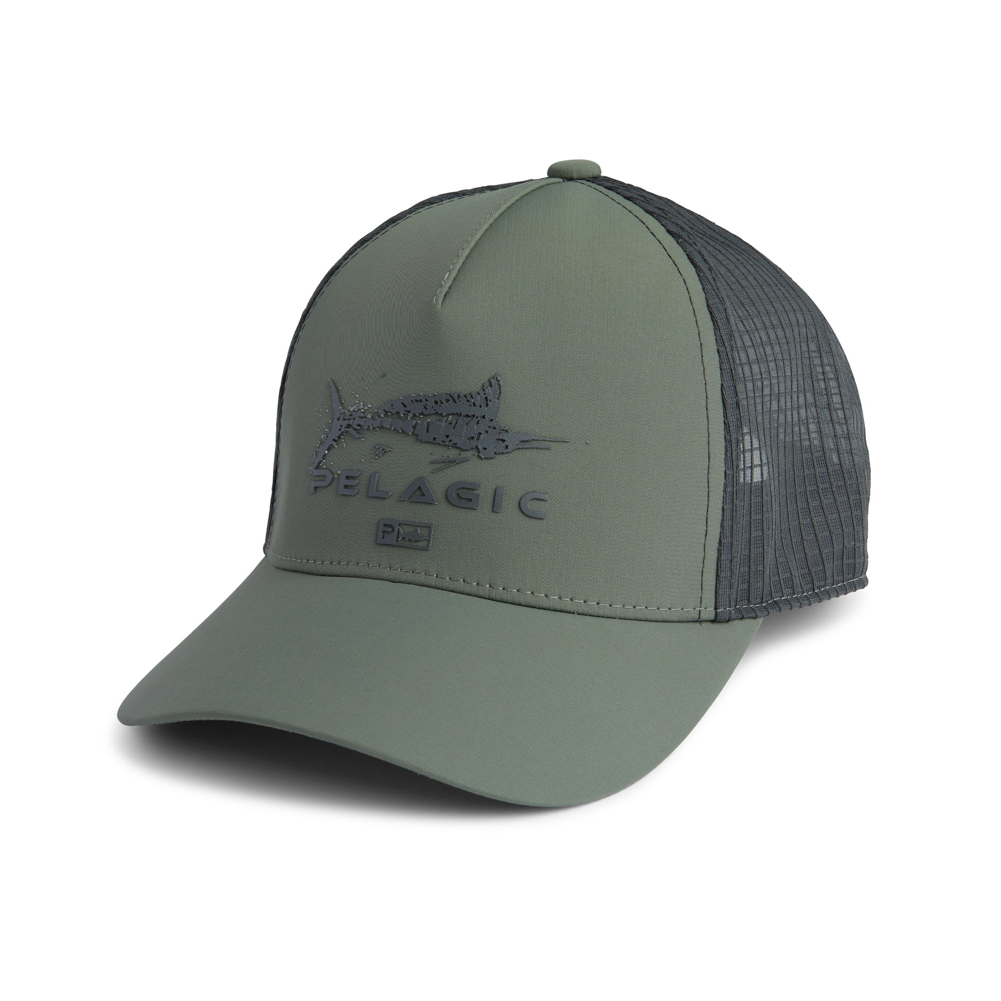 Pelagic Echo Gyotaku Performance Trucker Hat Green / Os
