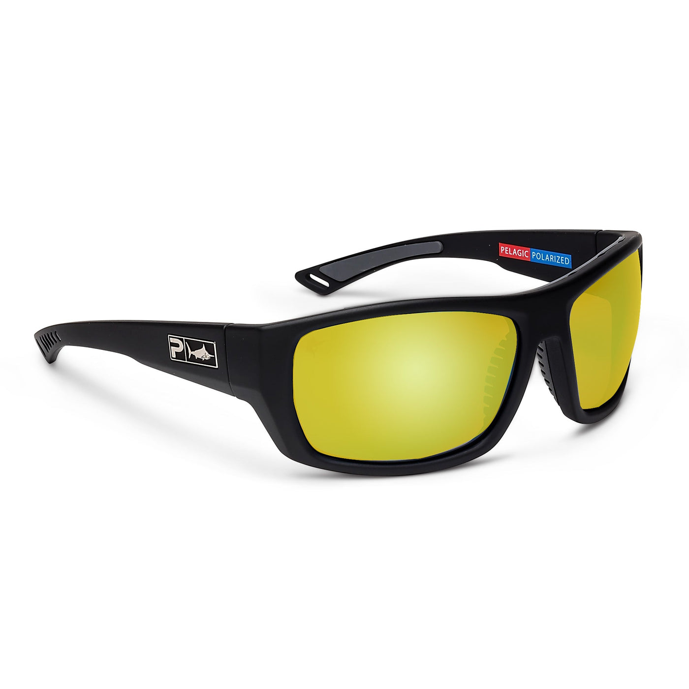 Pelagic Pursuit Polarized Sunglasses Matte Black (Gold Glass)