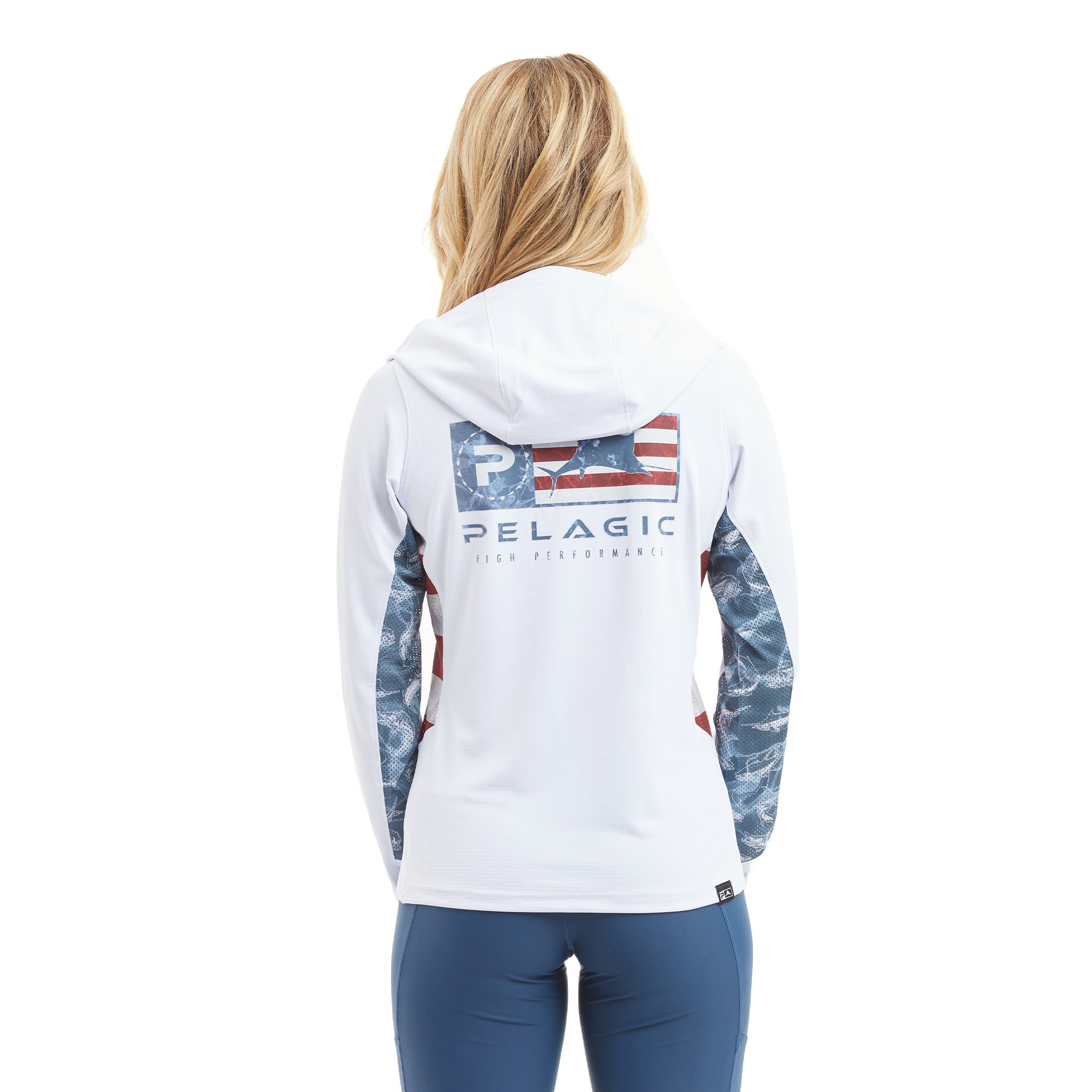 Pelagic W's Exo-Tech Icon Hooded Fishing Shirt Americamo White / S