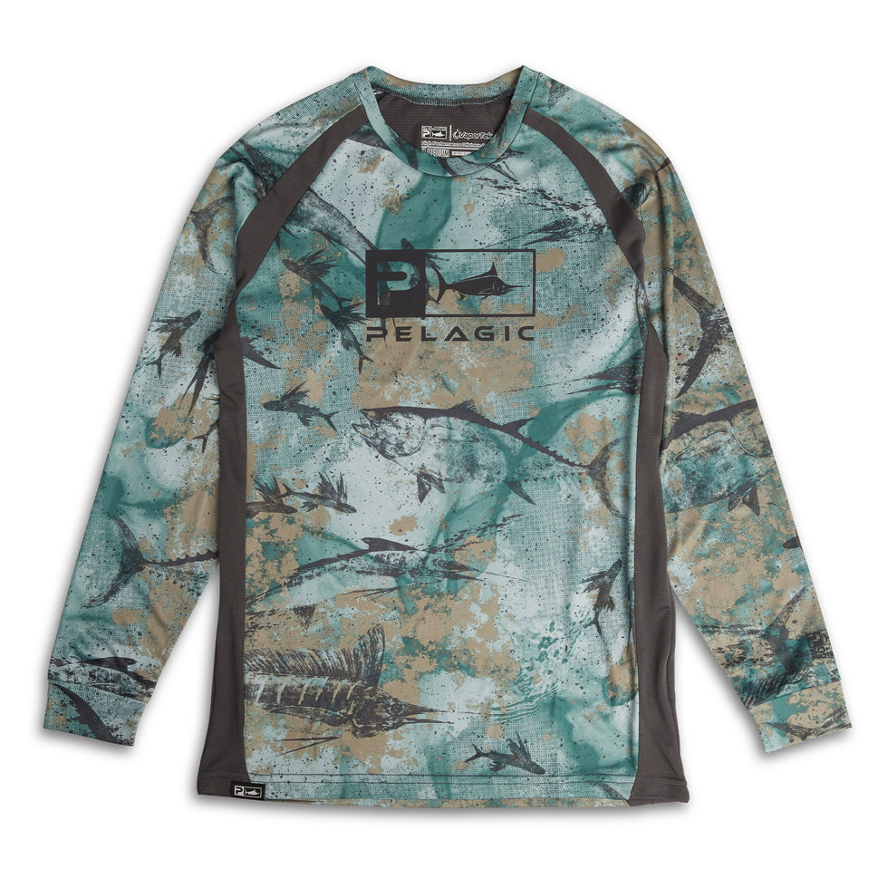 Pelagic Vaportek Long-Sleeve Fishing Shirt for Men - Green - M