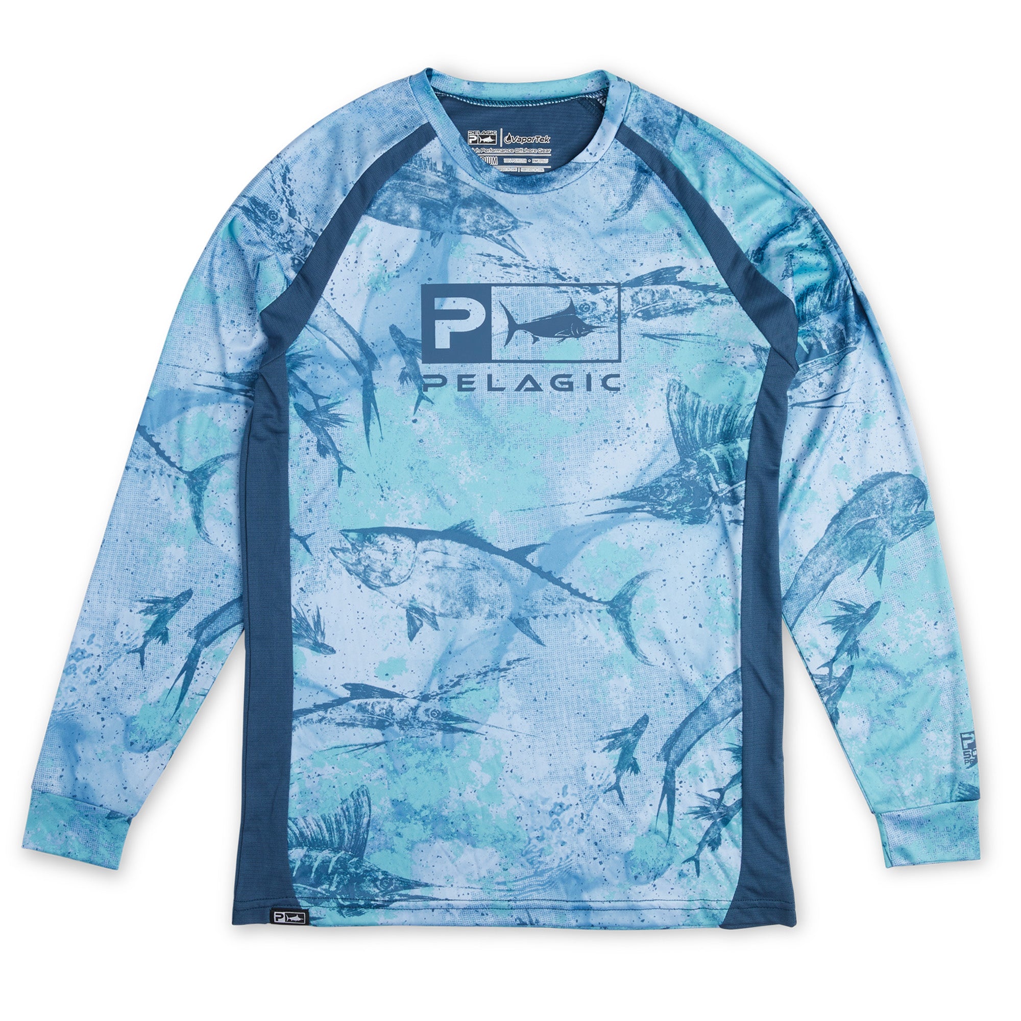 Pelagic Youth Vaportek Fishing Shirt Blue / M