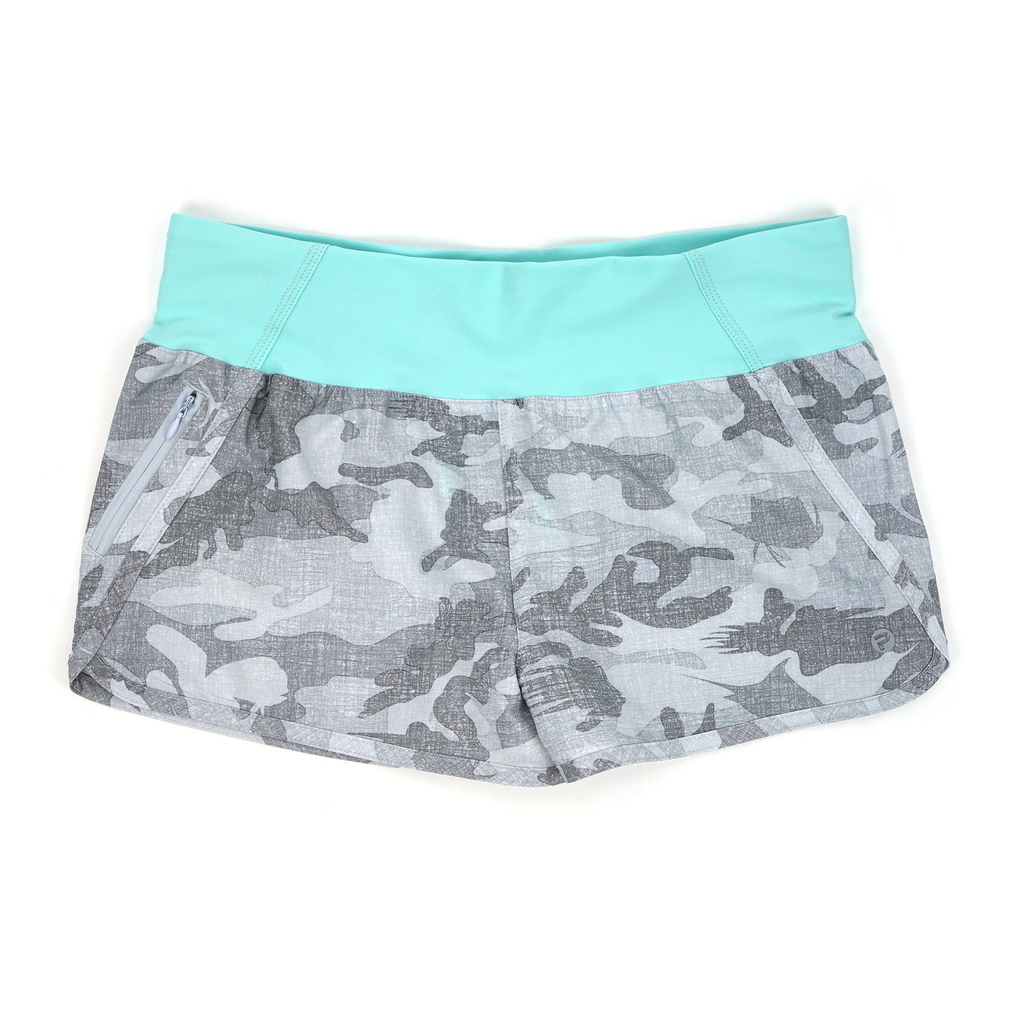 Pelagic Women's Bali Active Fishing Shorts-Fish Camo Light Grey-XL